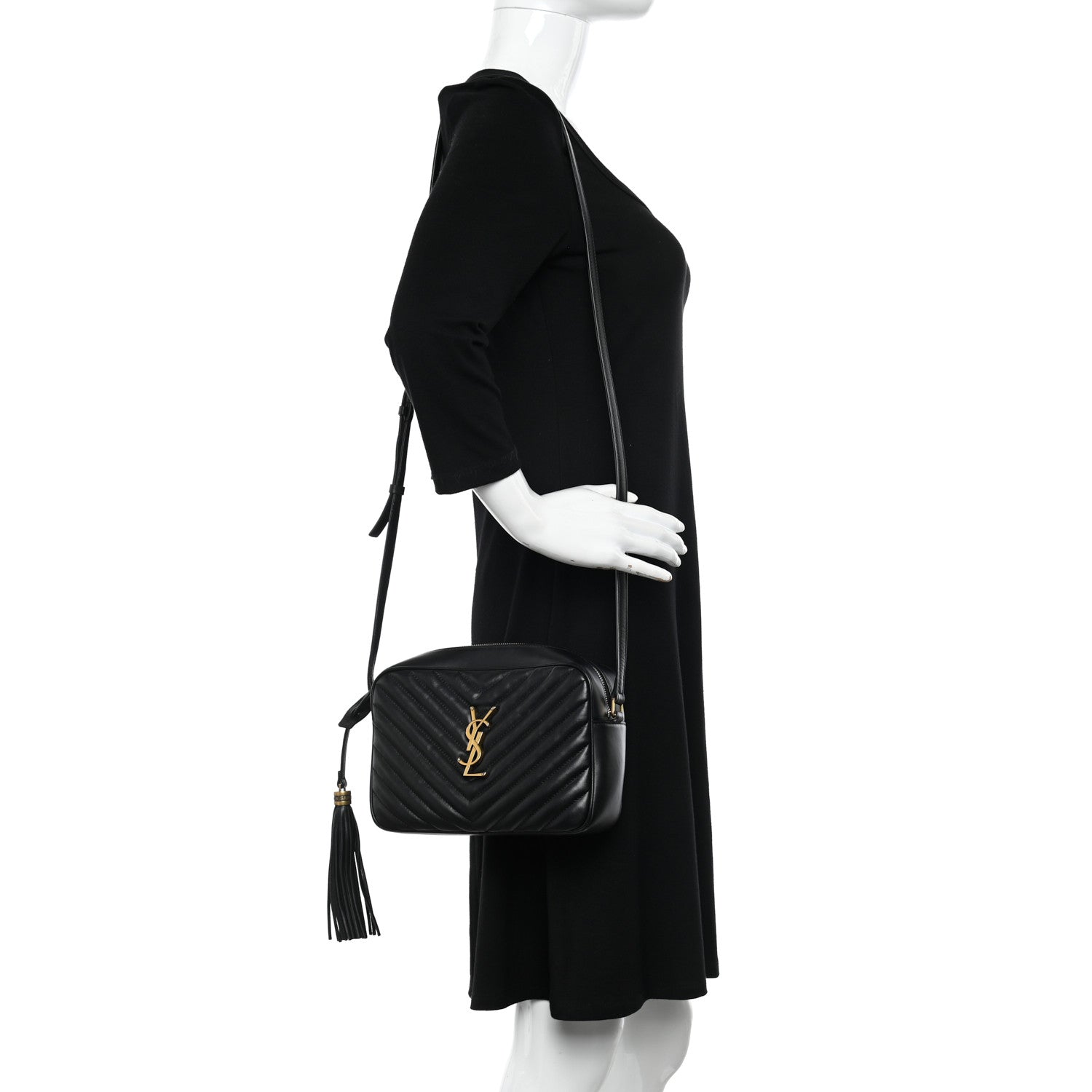 Saint Laurent Calfskin Matelasse Monogram Lou Camera Bag Black 2 of 11