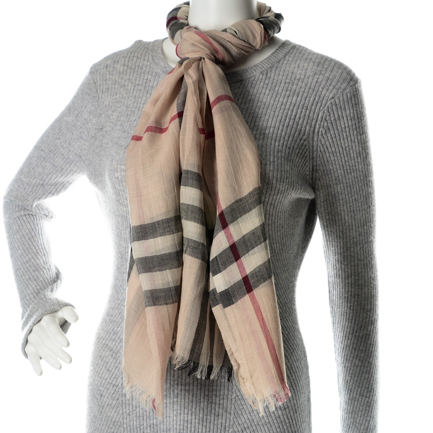 Burberry Wool Silk Gauze Giant Check Scarf Trench 2 of 4