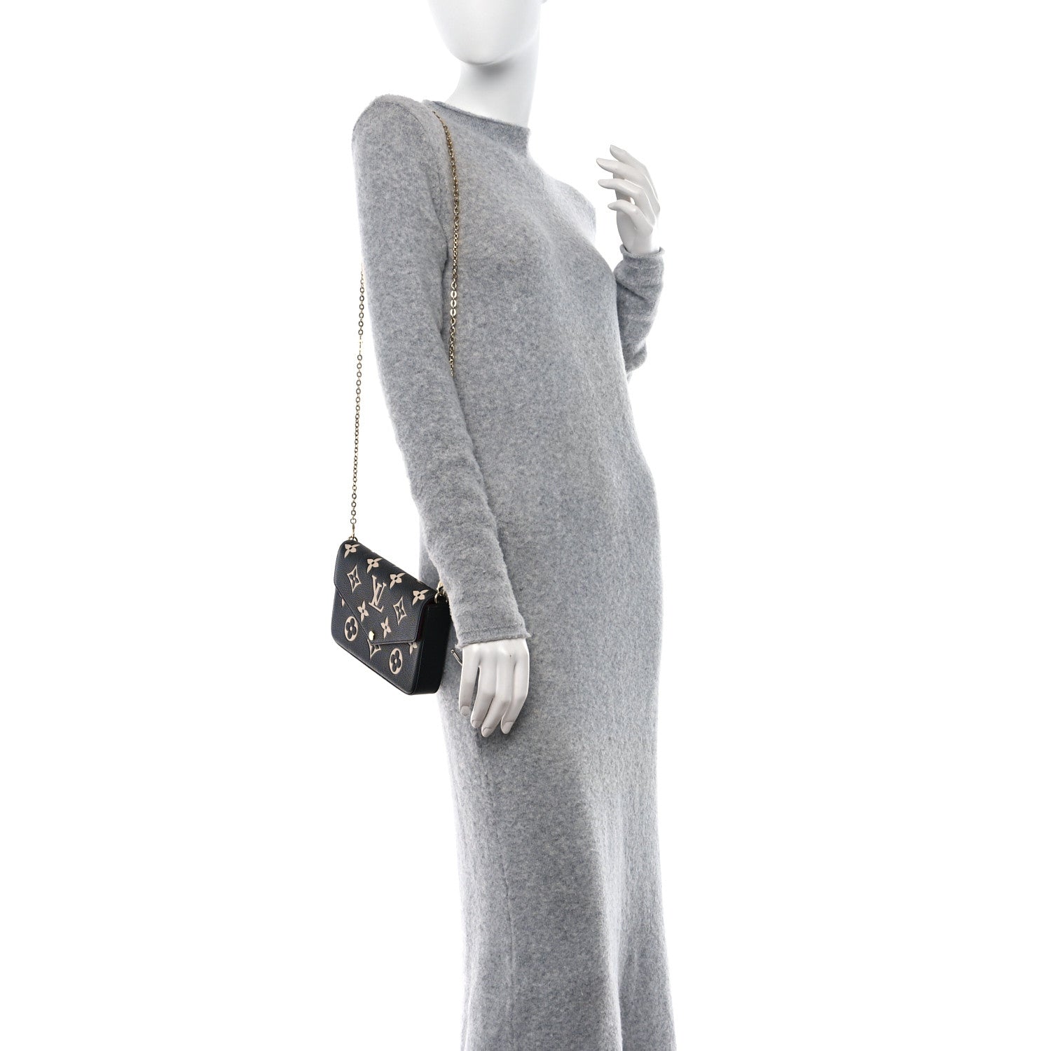 Louis Vuitton Empreinte Monogram Giant Felicie Pochette Black Beige 2 of 12