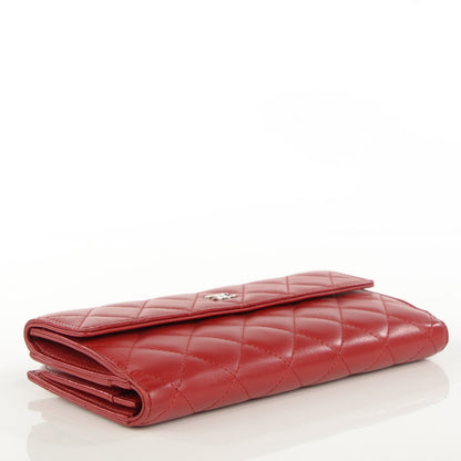 Chanel Lambskin Quilted Long Flap Wallet Red 4 of 9