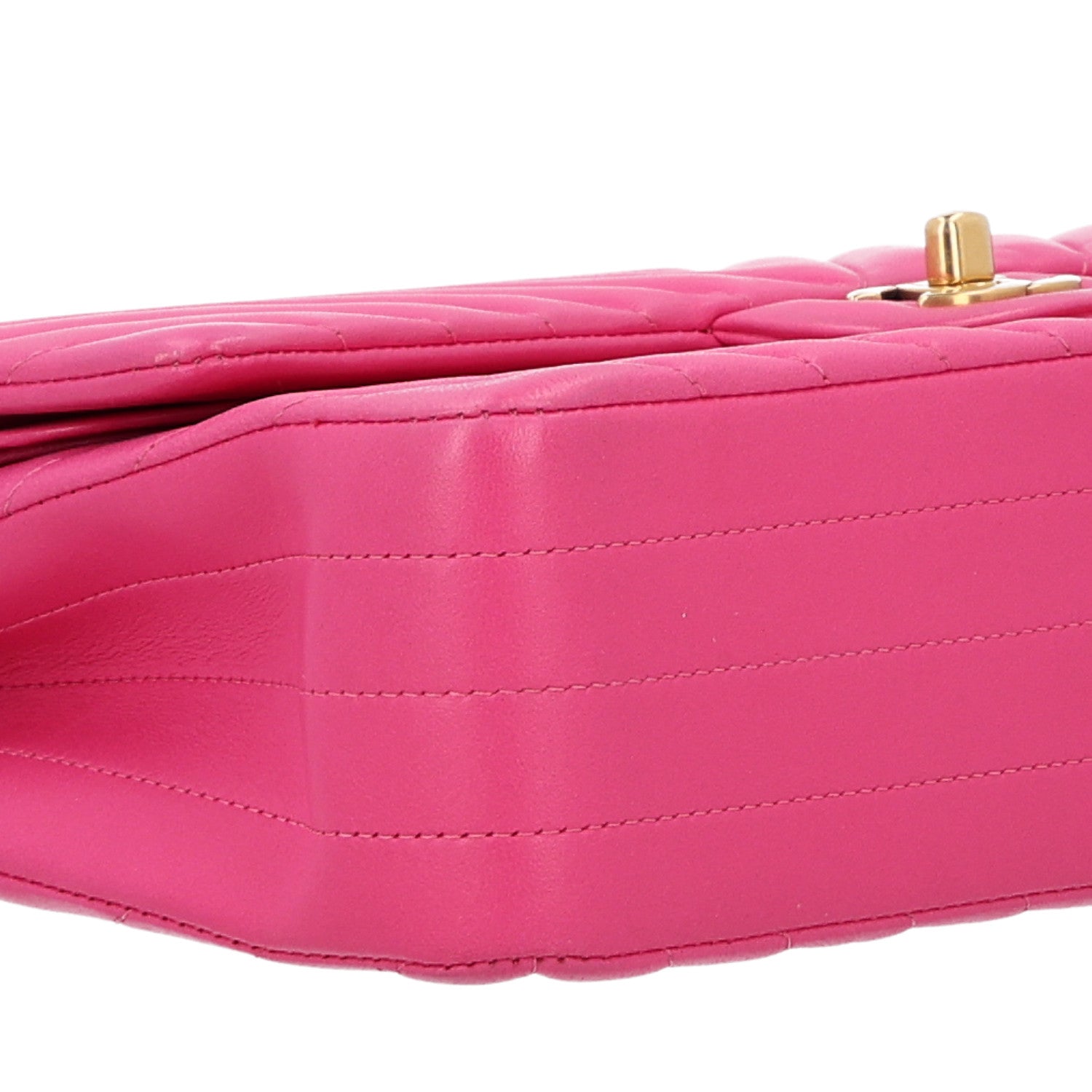 Chanel Lambskin Chevron Quilted Medium Double Flap Dark Pink 9 of 10