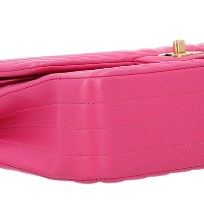 Chanel Lambskin Chevron Quilted Medium Double Flap Dark Pink 9 of 10