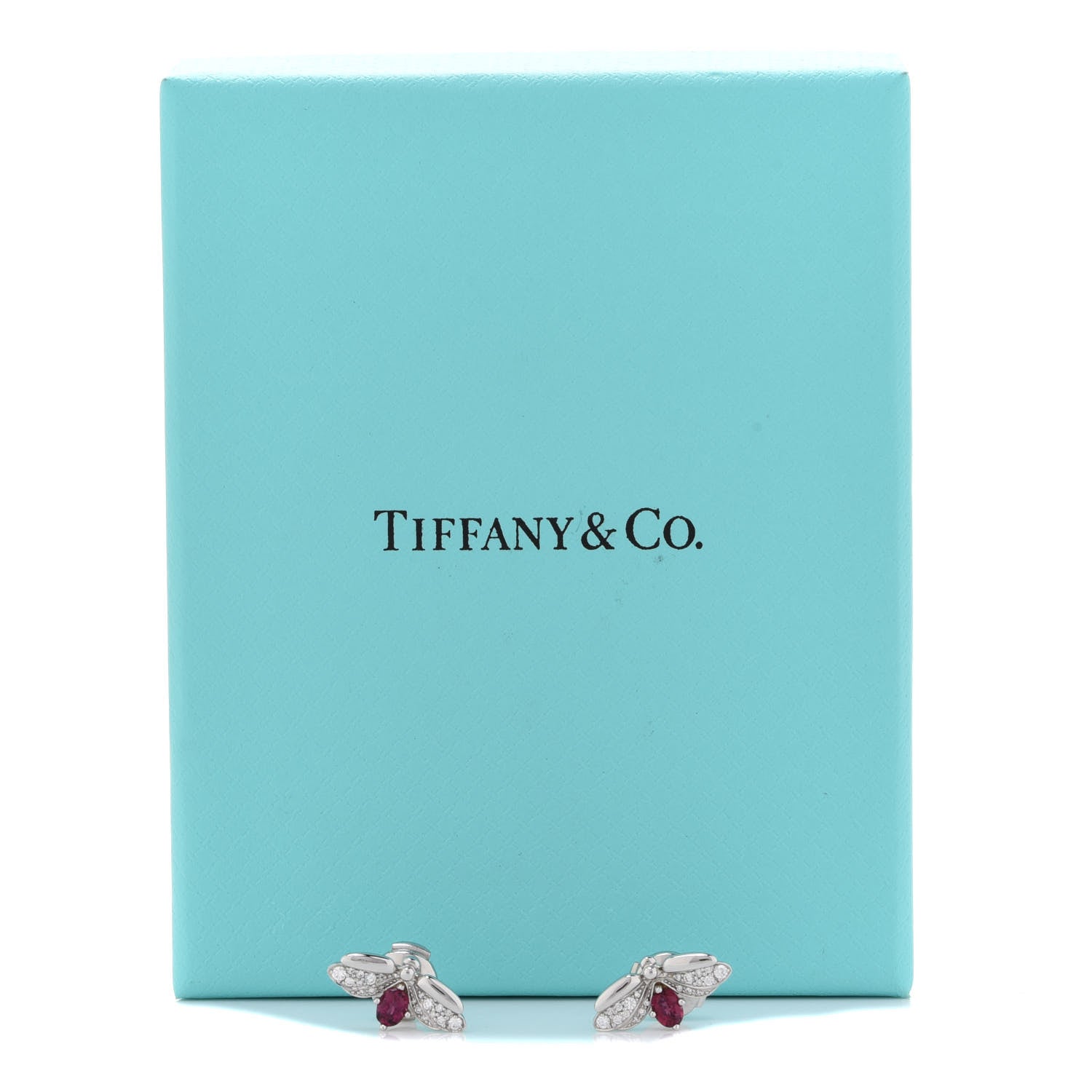 Tiffany Platinum Diamond Rubellite Paper Flowers Firefly Earrings 5 of 5