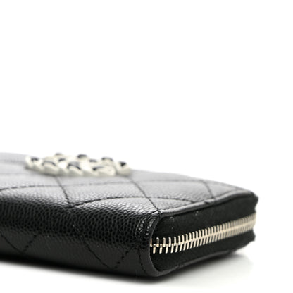 Chanel Caviar Quilted Chanel 19 Zip Around Coin Purse Wallet Black White 9 of 9