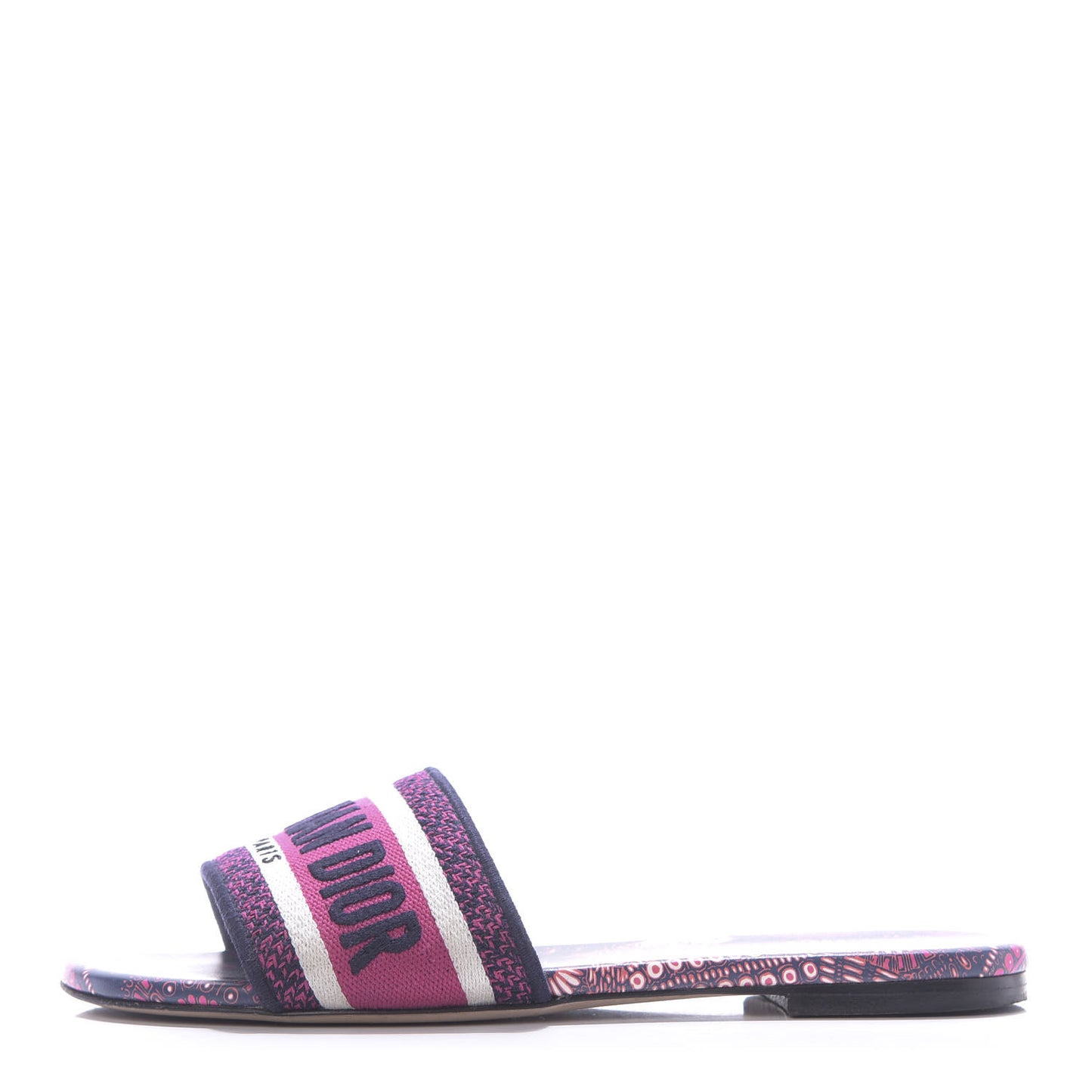 Canvas Embroidered Animals Dway Mules Slide Sandals 36.5 Deep Blue Fuchsia