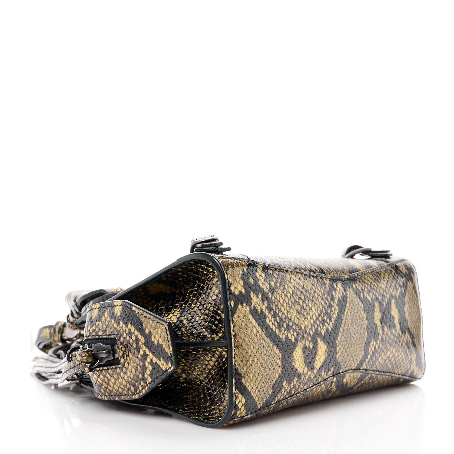 Balenciaga Calfskin Snake Effect Neo Classic Silver Hardware Mini City Gold Black 4 of 10