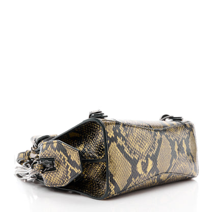 Balenciaga Calfskin Snake Effect Neo Classic Silver Hardware Mini City Gold Black 4 of 10