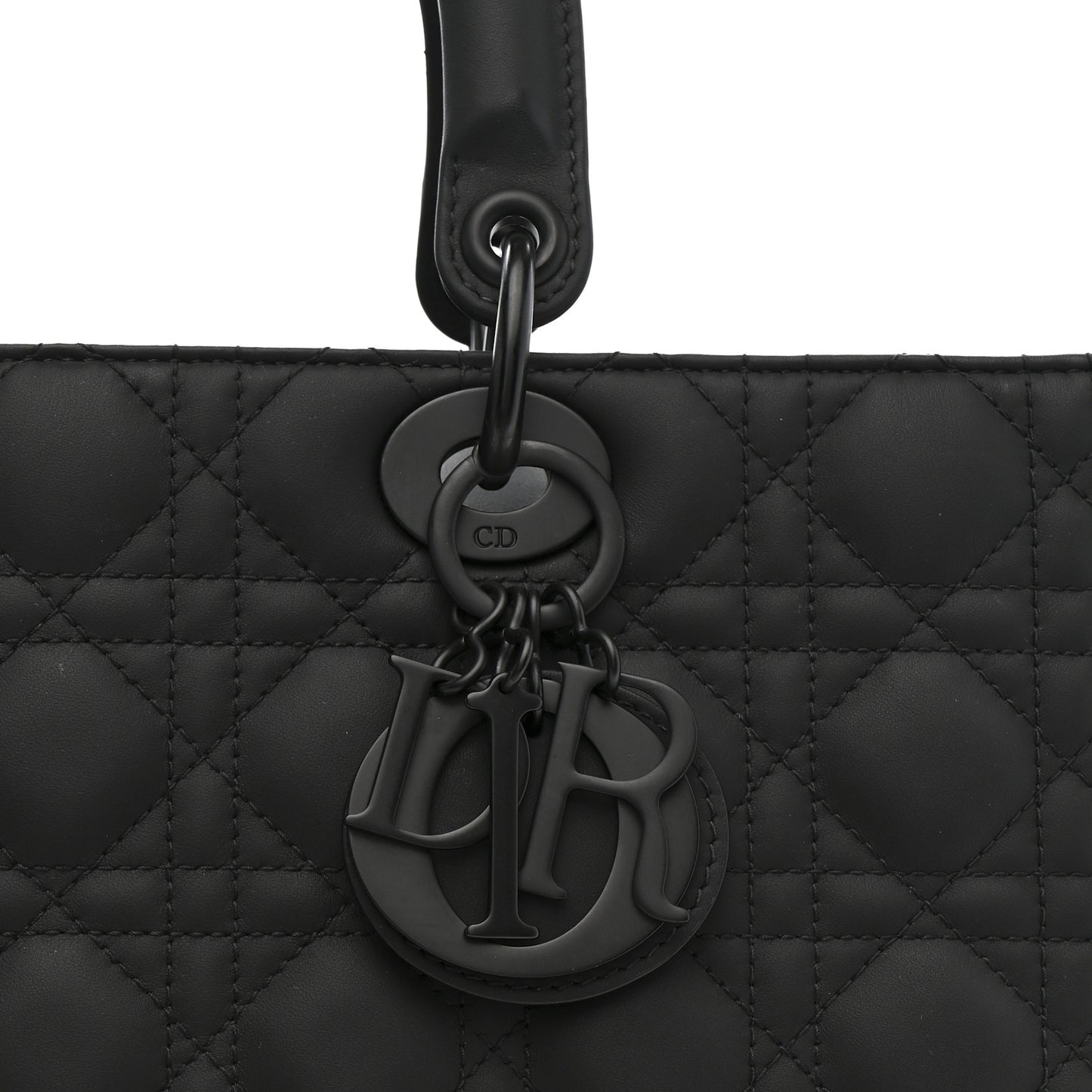Ultra Matte Calfskin Cannage Large Lady Dior Black