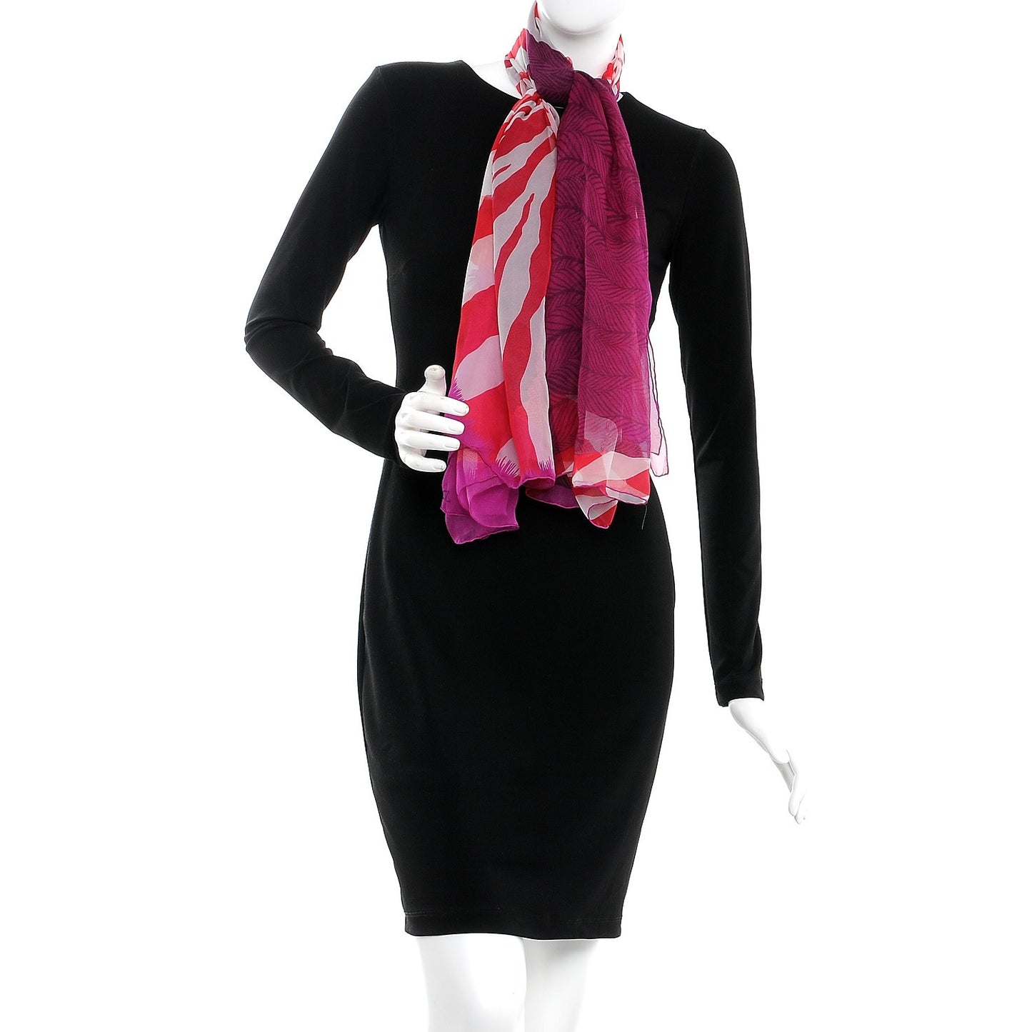 Silk Mousseline Zebra Pegasus Shawl 140 Fuchsia Prune Rouge