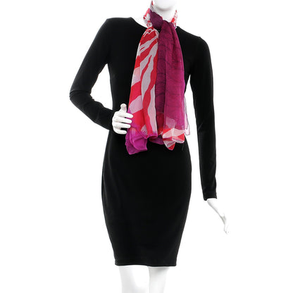 Hermes Silk Mousseline Zebra Pegasus Shawl 140 Fuchsia Prune Rouge 2 of 6