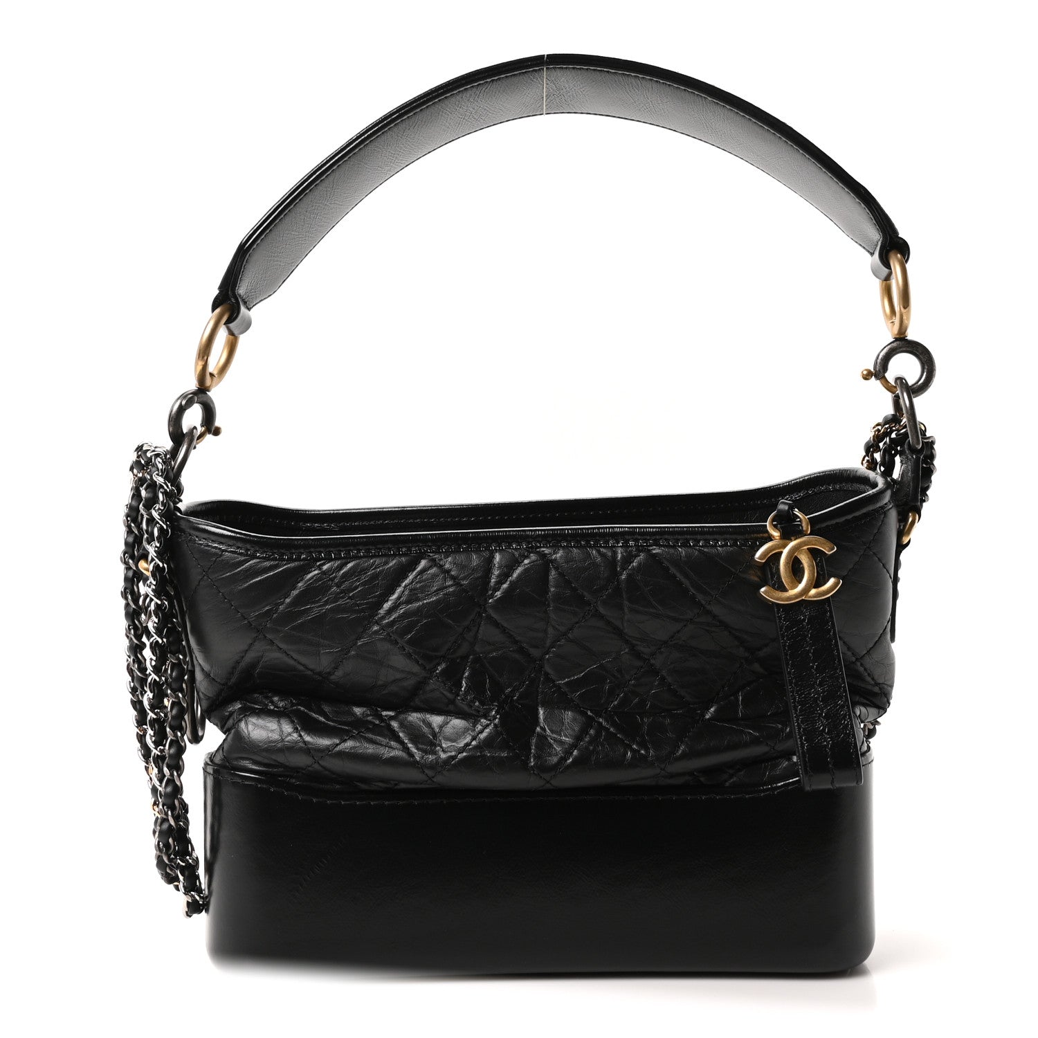 Chanel Aged Smooth Calfskin Quilted Medium Gabrielle Logo Hobo Black 1 of 10