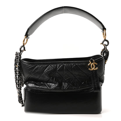 Chanel Aged Smooth Calfskin Quilted Medium Gabrielle Logo Hobo Black 1 of 10