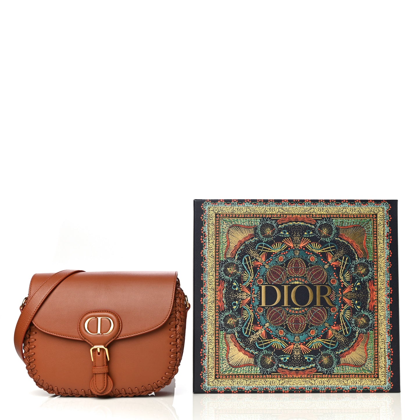 Grained Calfskin Medium Whipstitched Bobby Bag Dark Tan