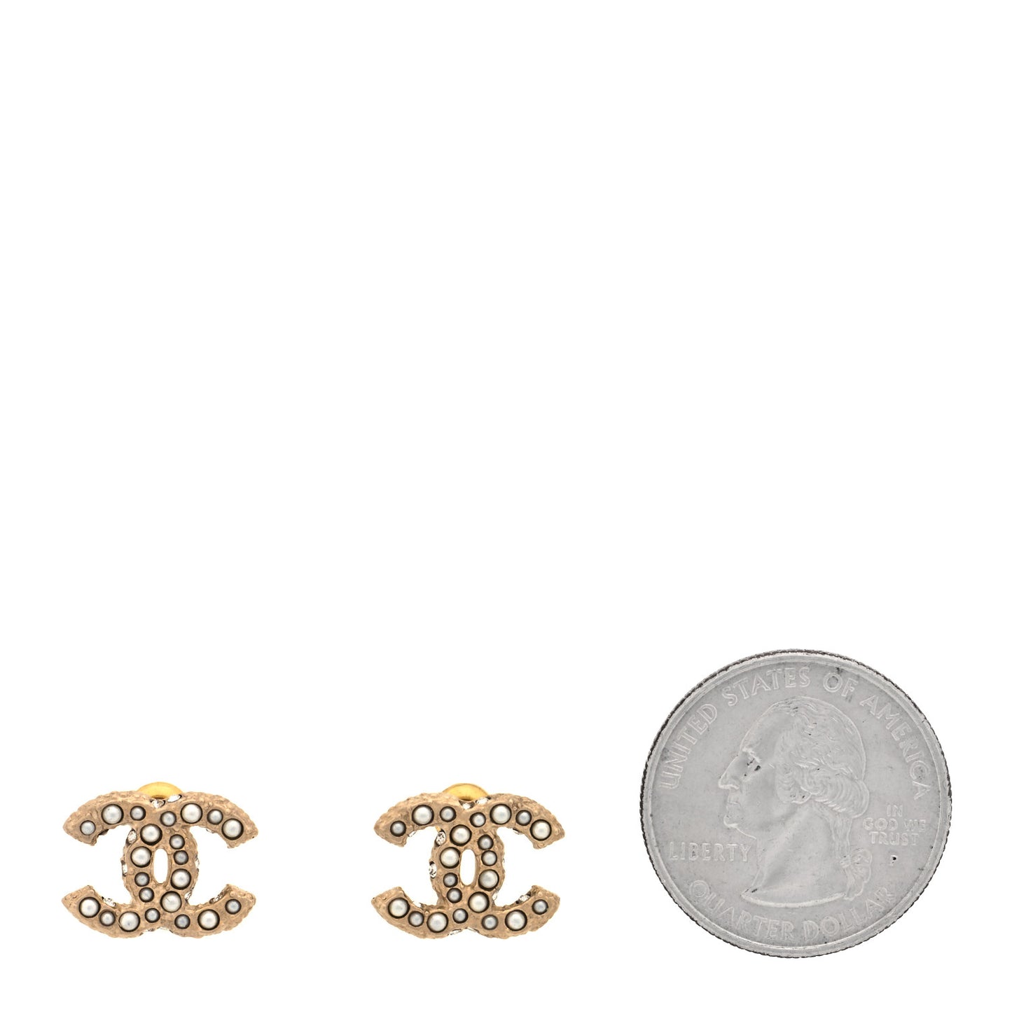 Pearl Crystal CC Earrings Light Gold