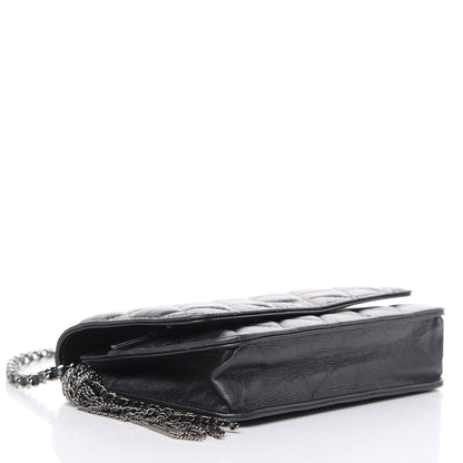 Chanel Iridescent Aged Calfskin Quilted Tassel Wallet On Chain WOC Dark Silver 4 of 12