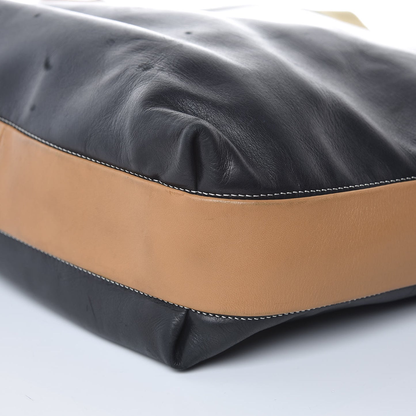 Lambskin Calfskin Band Twisted Cabas Black