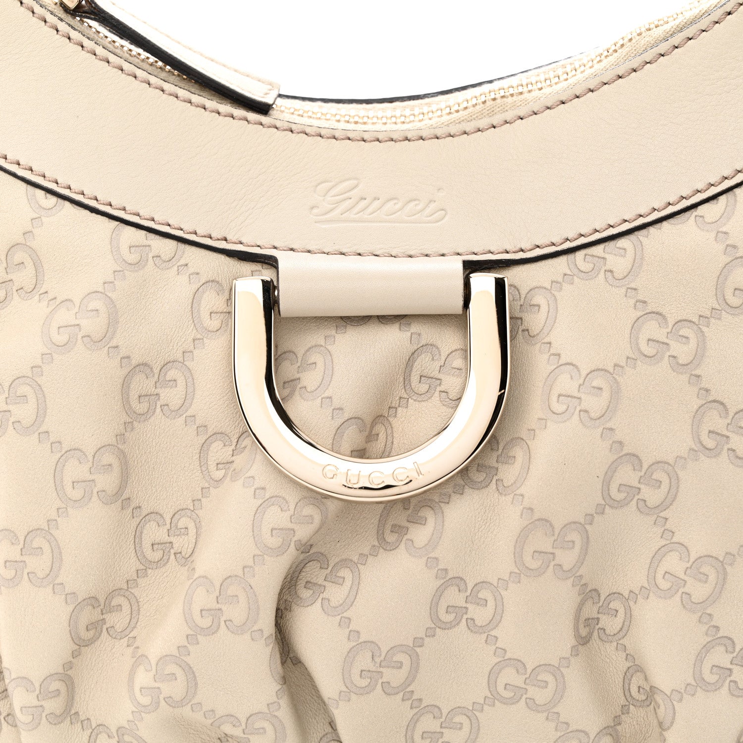 Gucci Guccissima Medium D Gold Hobo Off White 8 of 13