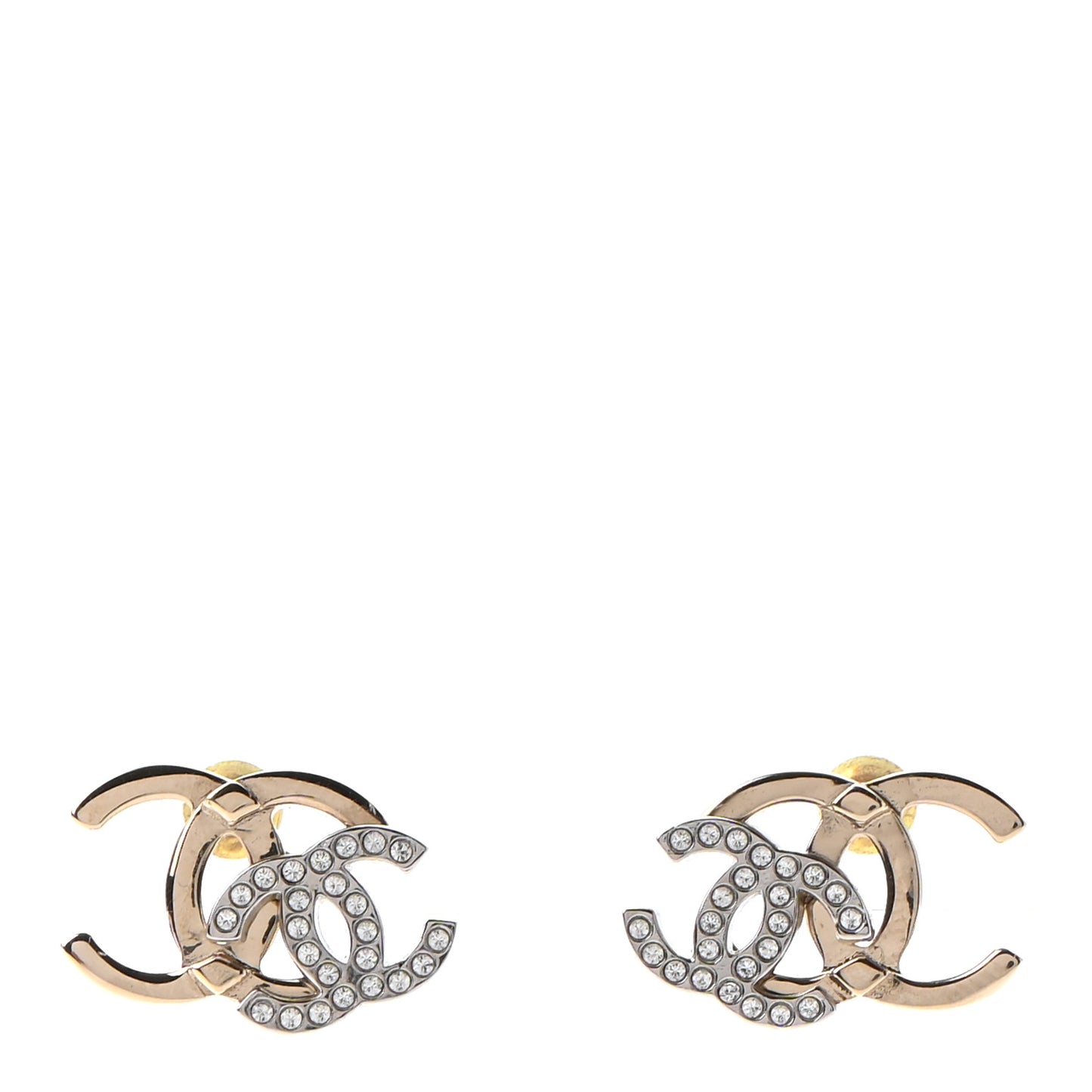 Crystal Double CC Earrings Gold Silver