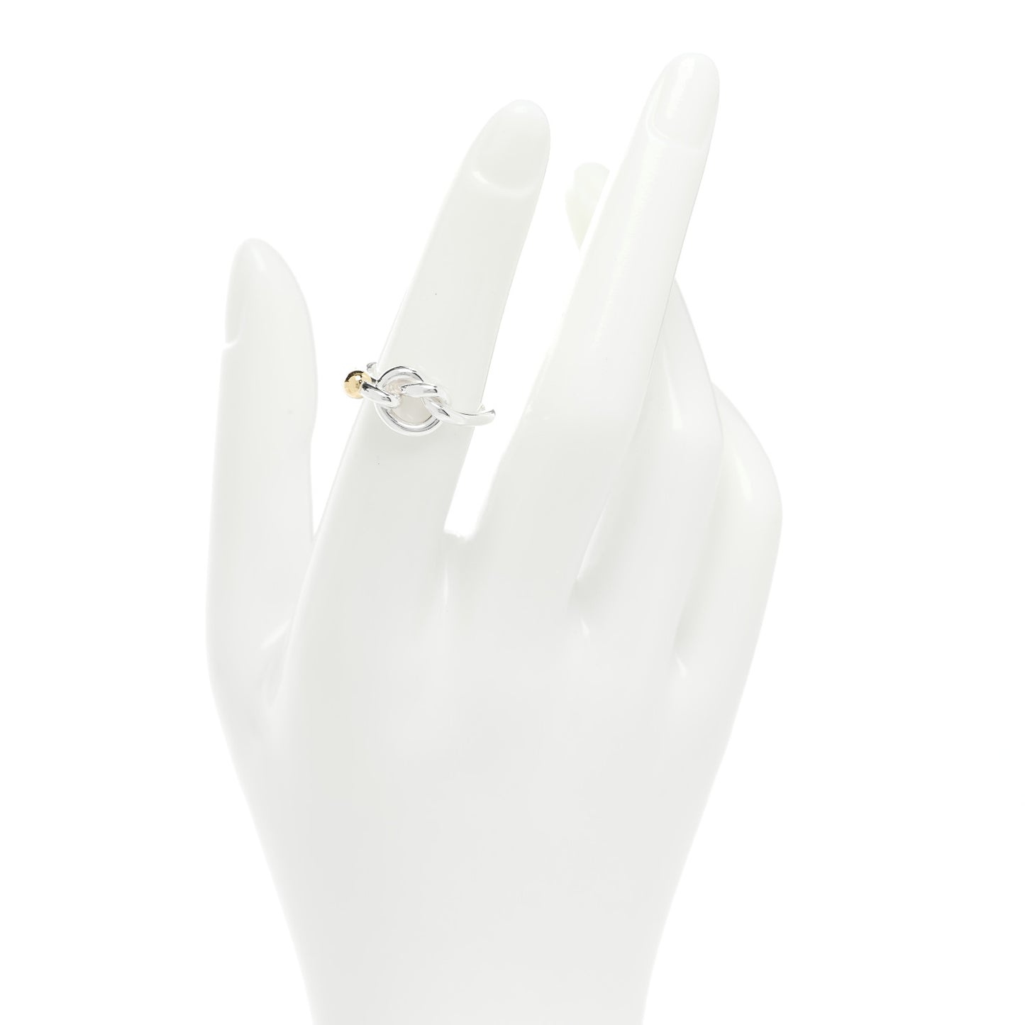 Sterling Silver 18K Yellow Gold Love Knot Ring 50 5.5