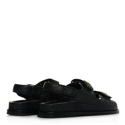 Chanel Grained Calfskin Velcro Dad Sandals 36 Black 4 of 8