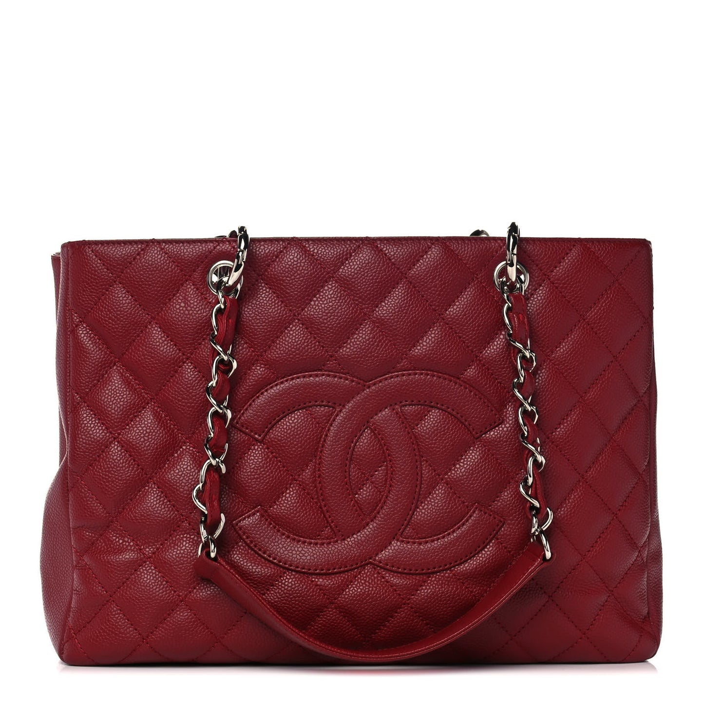 Caviar Quilted Grand Shopping Tote GST Dark Red