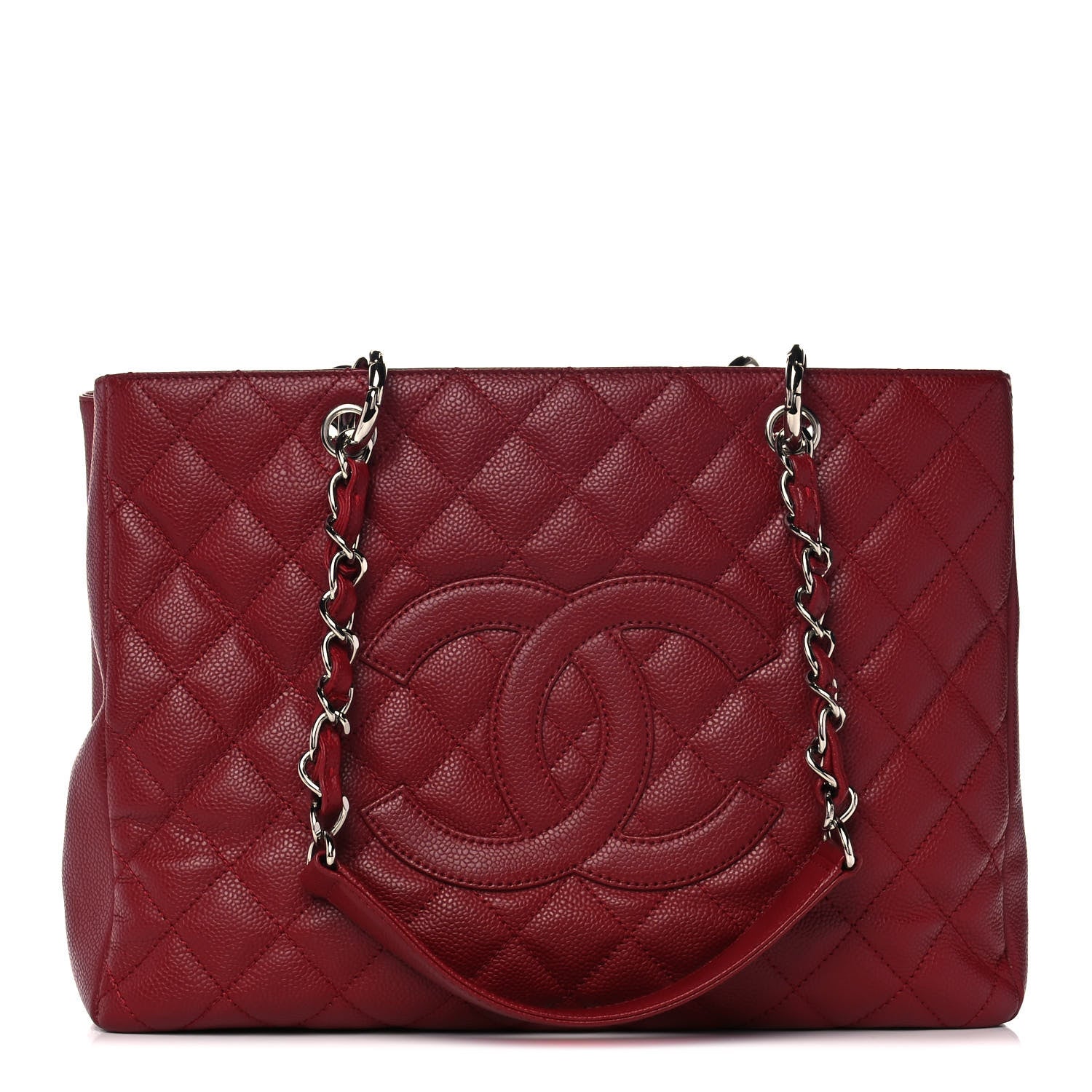 Chanel Caviar Quilted Grand Shopping Tote GST Dark Red 1 of 9