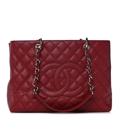 Chanel Caviar Quilted Grand Shopping Tote GST Dark Red 1 of 9