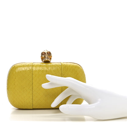 Alexander McQueen Snakeskin Skull Box Clutch Bright Yellow 2 of 10