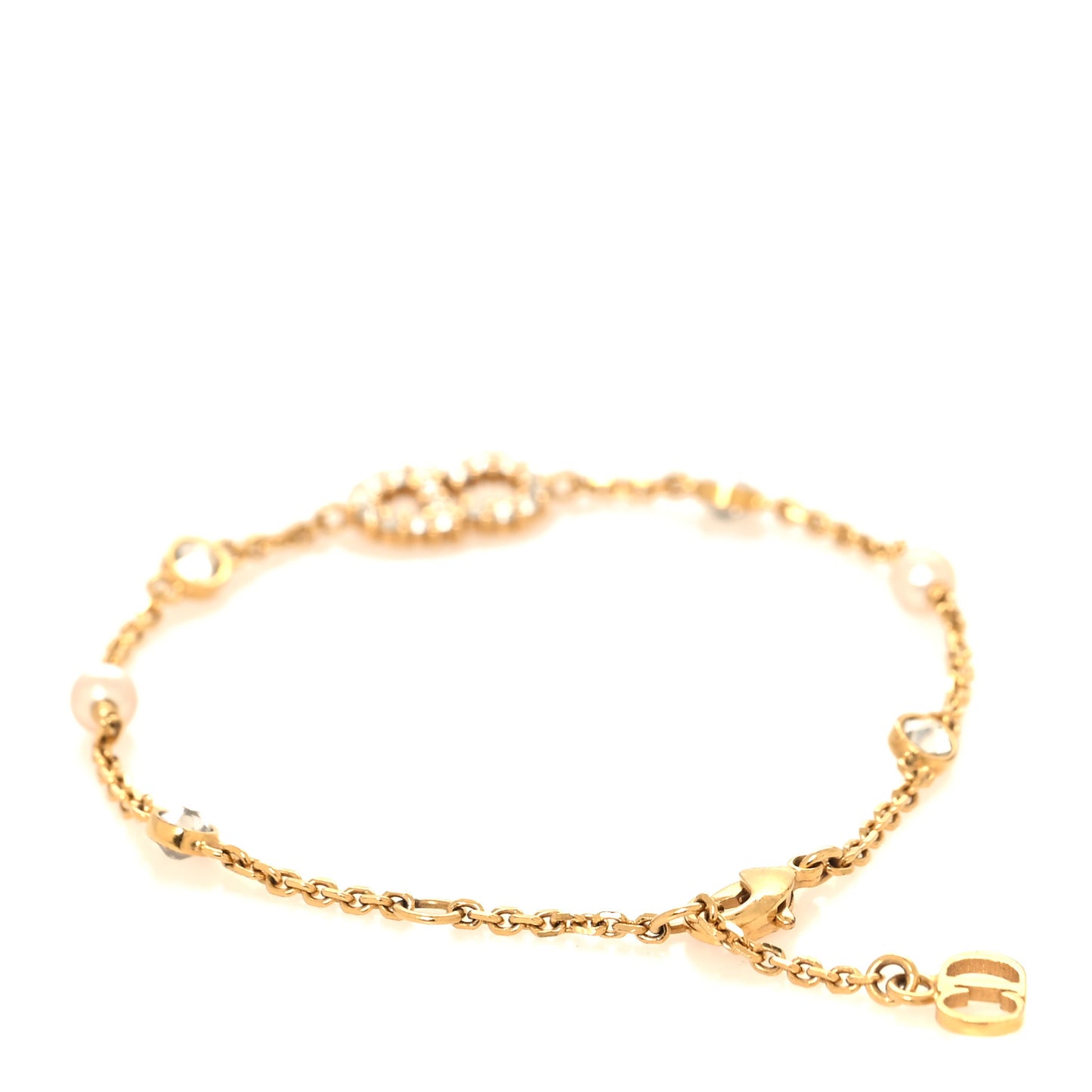 Crystal Pearl Clair D Lune Bracelet Gold