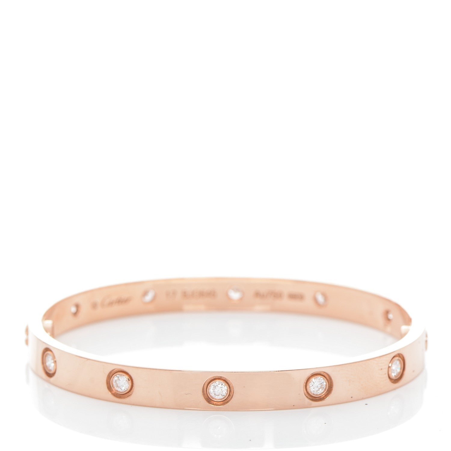 Cartier 18K Pink Gold 10 Diamond LOVE Bracelet 17 1 of 6