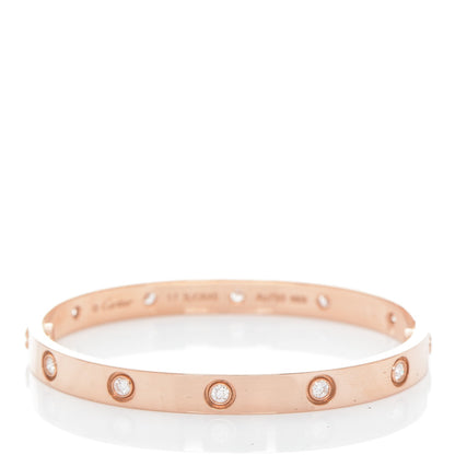 Cartier 18K Pink Gold 10 Diamond LOVE Bracelet 17 1 of 6