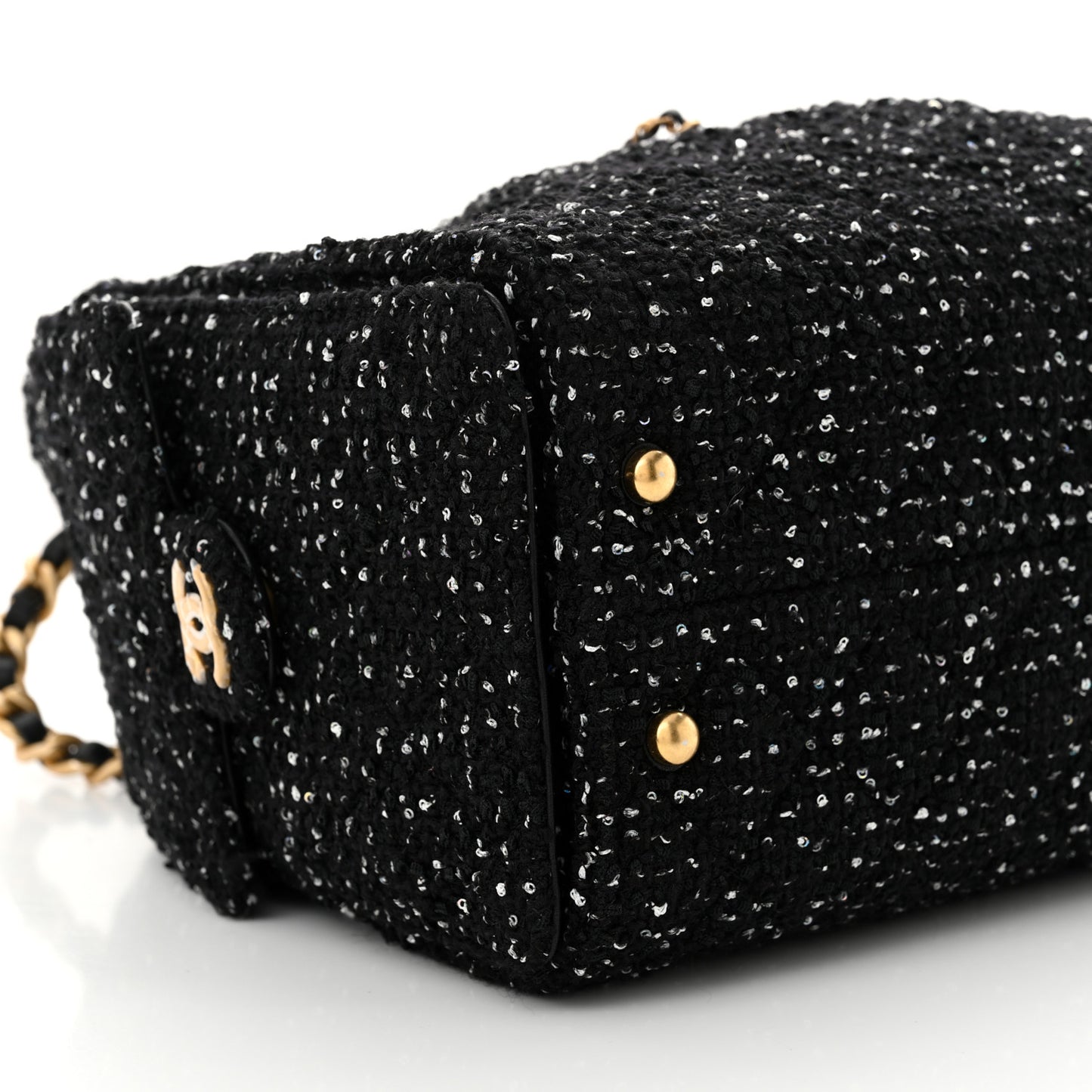 Tweed Quilted Small Chanel 25 Handbag Black