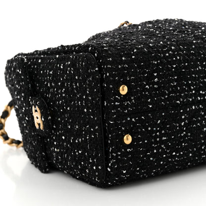 Chanel Tweed Quilted Small Chanel 25 Handbag Black 9 of 11