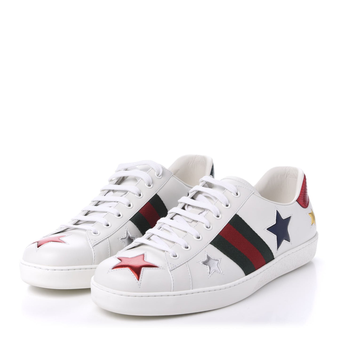 Calfskin Ayers Web Star Embroidered Mens Ace Sneakers 11 White Multi