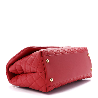 Chanel Caviar Quilted Small Coco Handle Flap Red 4 of 12