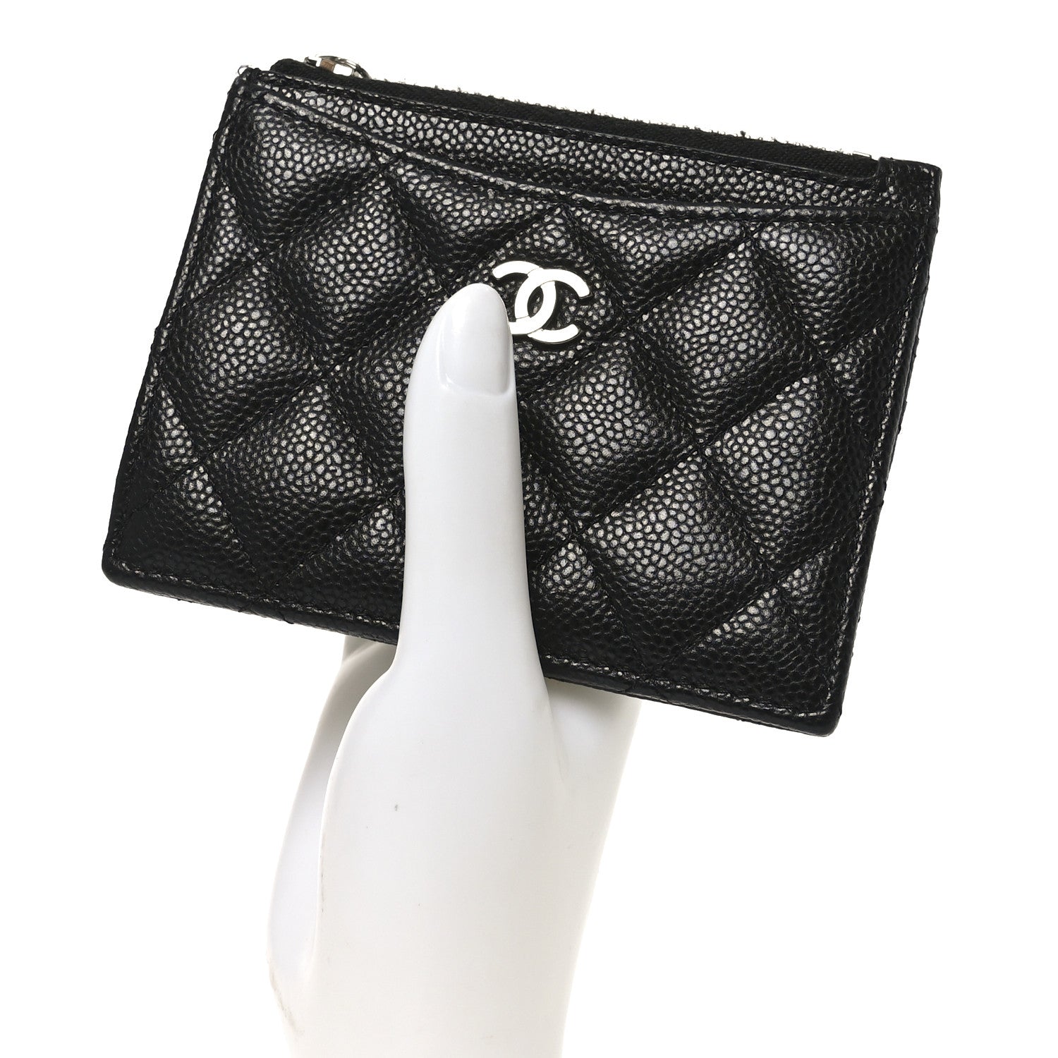 Chanel Caviar Quilted CC Zip Card Holder Black 2 of 7