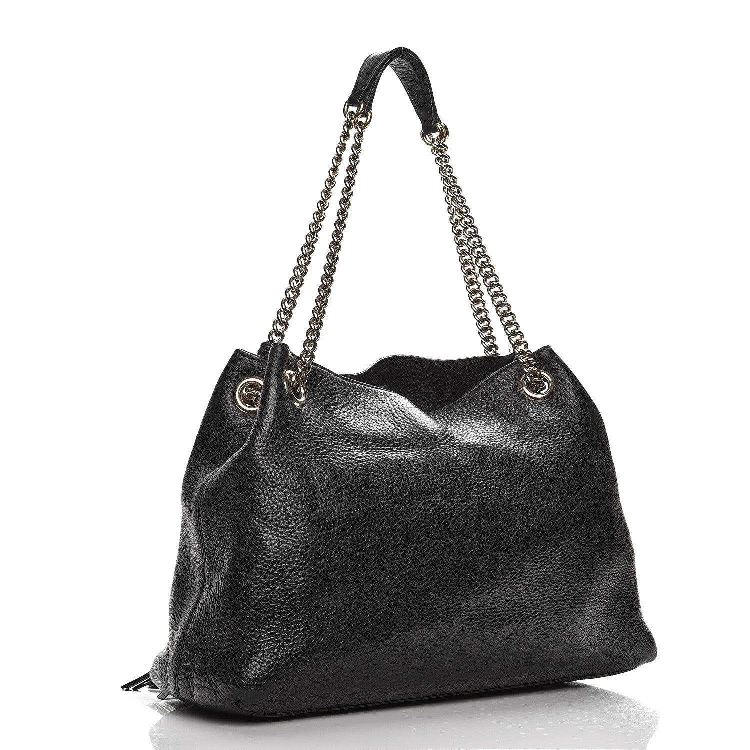 Gucci Pebbled Calfskin Medium Soho Chain Shoulder Bag Black 3 of 16