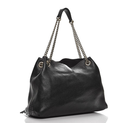 Gucci Pebbled Calfskin Medium Soho Chain Shoulder Bag Black 3 of 16