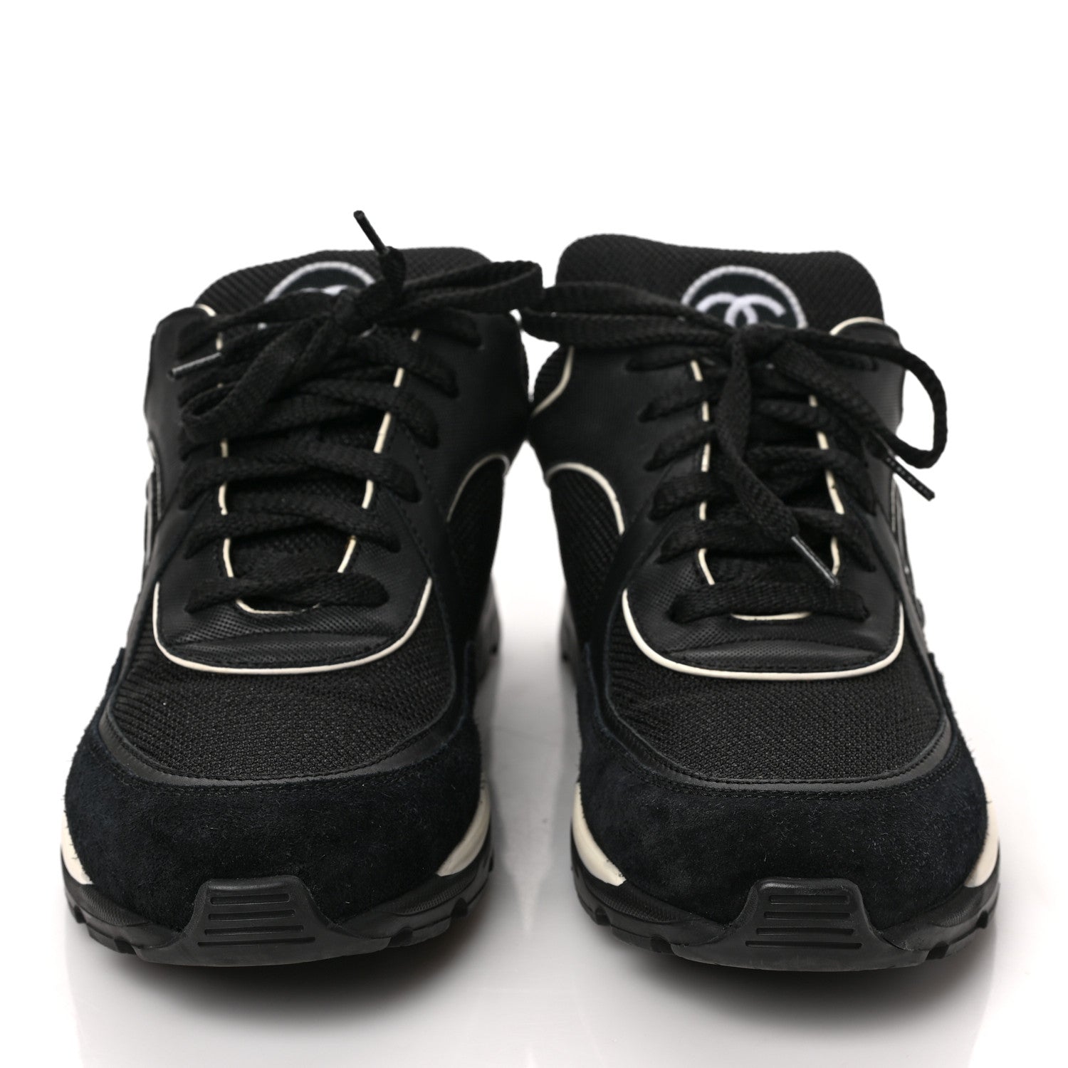 Chanel Toile Suede Calfskin CC Sneakers 40 Black White 2 of 8