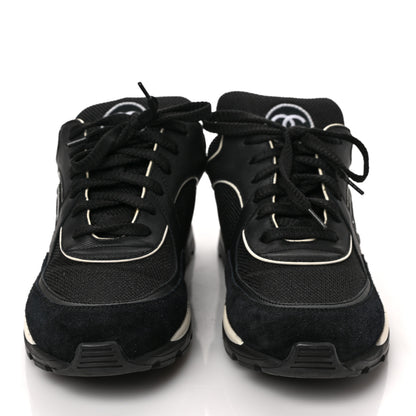 Chanel Toile Suede Calfskin CC Sneakers 40 Black White 2 of 8