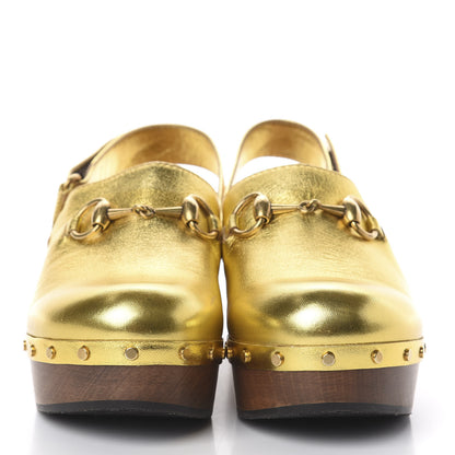 Gucci Metallic Nappa Horsebit Amstel Slingback Clogs 36 Oro Vecchio 2 of 7