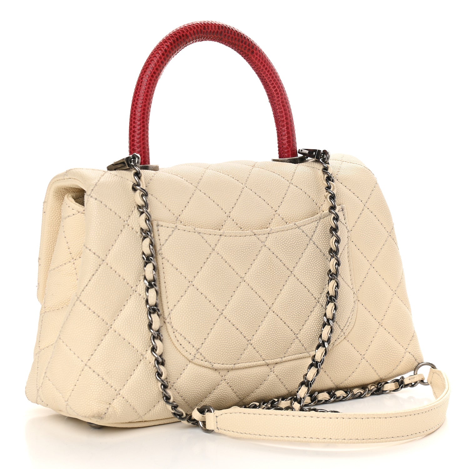Chanel Caviar Lizard Quilted Mini Coco Handle Flap White 2 of 11