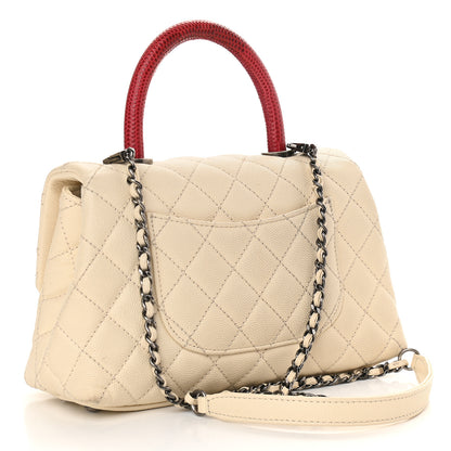 Chanel Caviar Lizard Quilted Mini Coco Handle Flap White 2 of 11