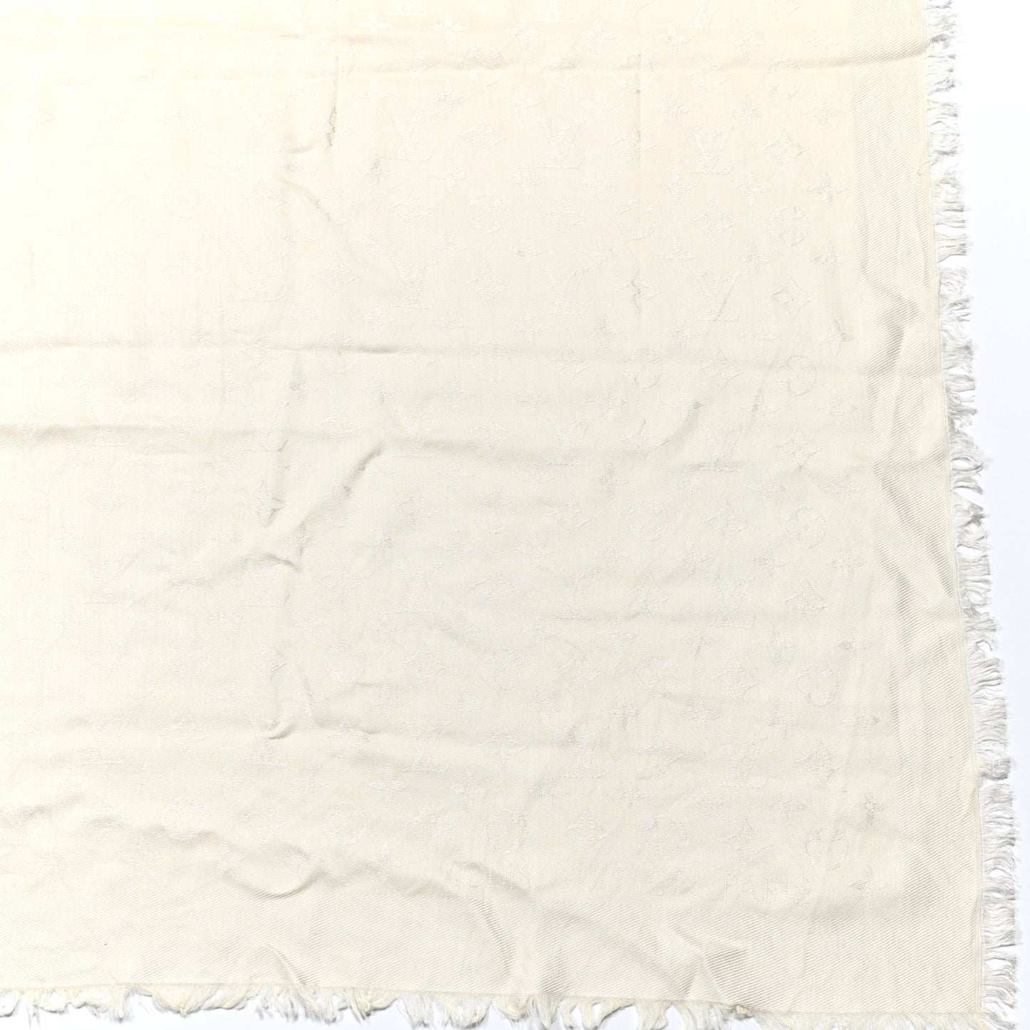 Silk Wool Monogram Shawl Beige