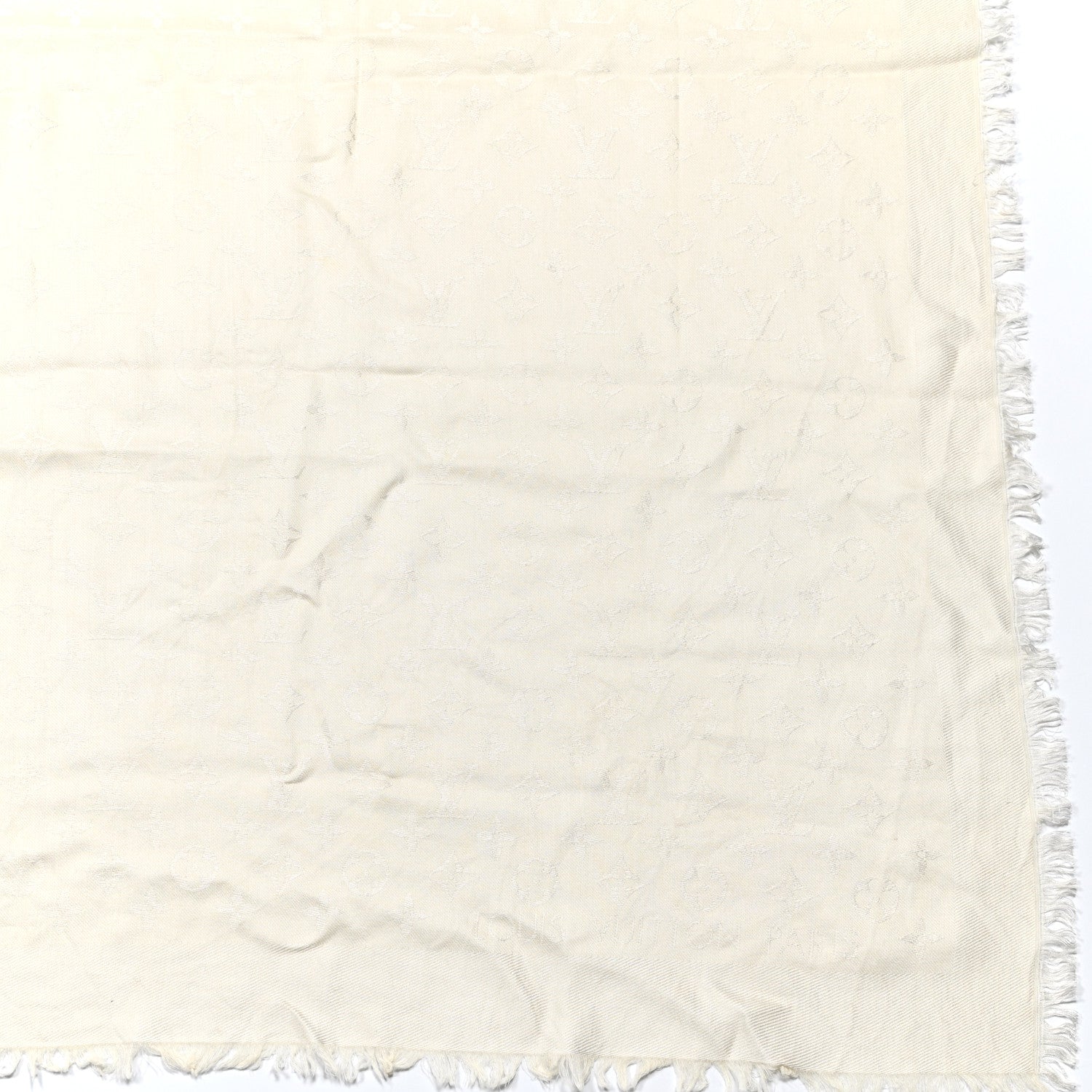 Louis Vuitton Silk Wool Monogram Shawl Beige 2 of 4