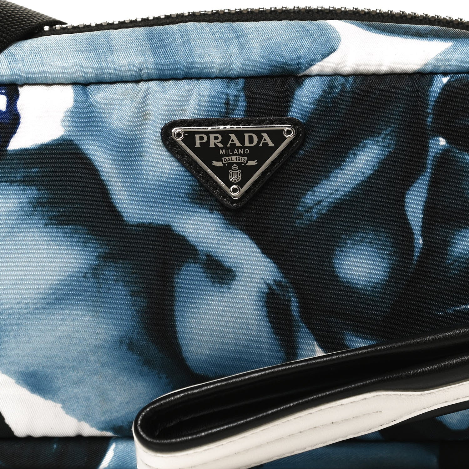 Prada Tessuto Soft Nylon Small Roses Print Convertible Crossbody Wristlet Blue 8 of 12