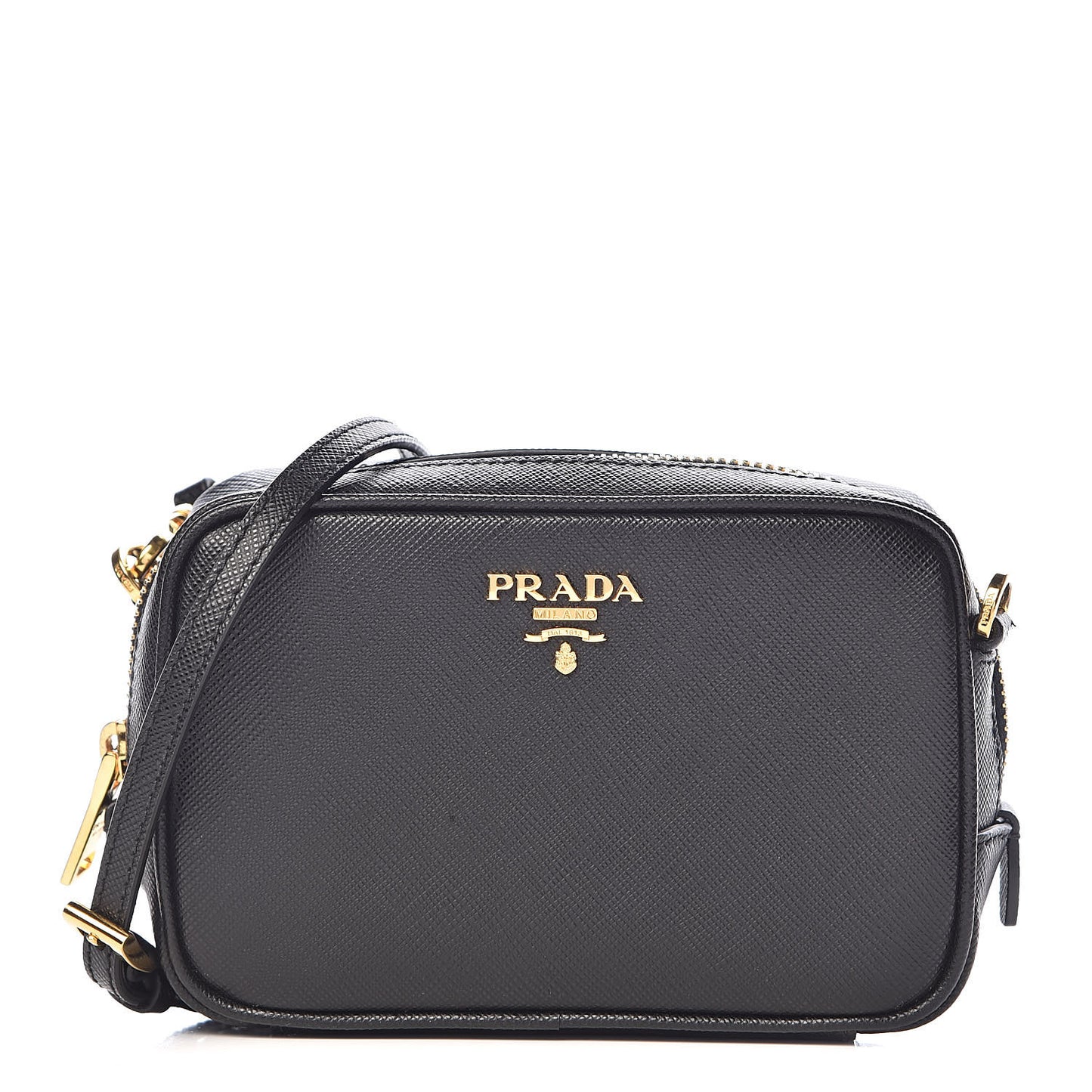Saffiano Mini Camera Crossbody Bag Black