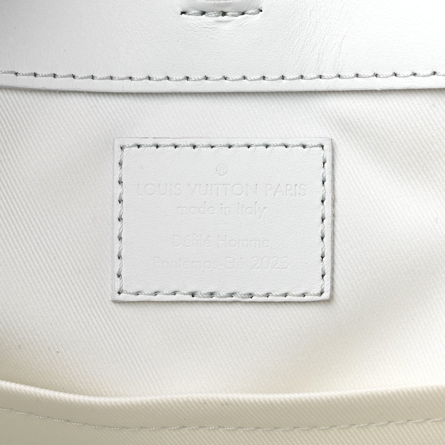 Calfskin LV Ornament Sac Plat 24H Optic White