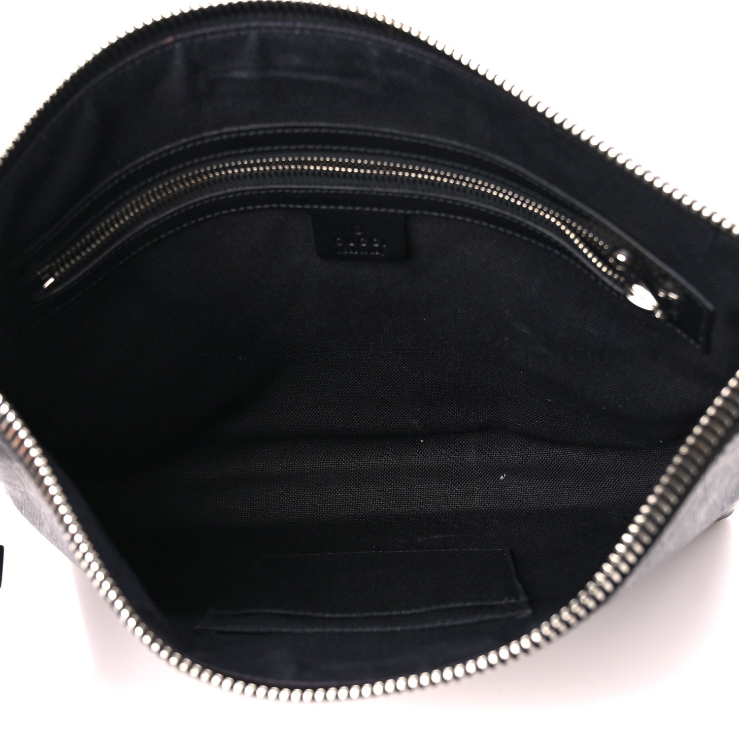 Gucci GG Supreme Monogram Calfskin Web Flat Wristlet Black Grey 5 of 12