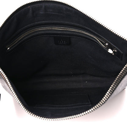 Gucci GG Supreme Monogram Calfskin Web Flat Wristlet Black Grey 5 of 12